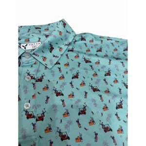 Yatta Golf Polo Men's XXL Ocean Blue Golf Print NWT